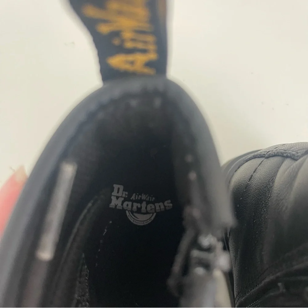 Dr. Martens 1460T Black Combat Side Zip 8-Eye Chunky Lace Up Moto Boots Size 10